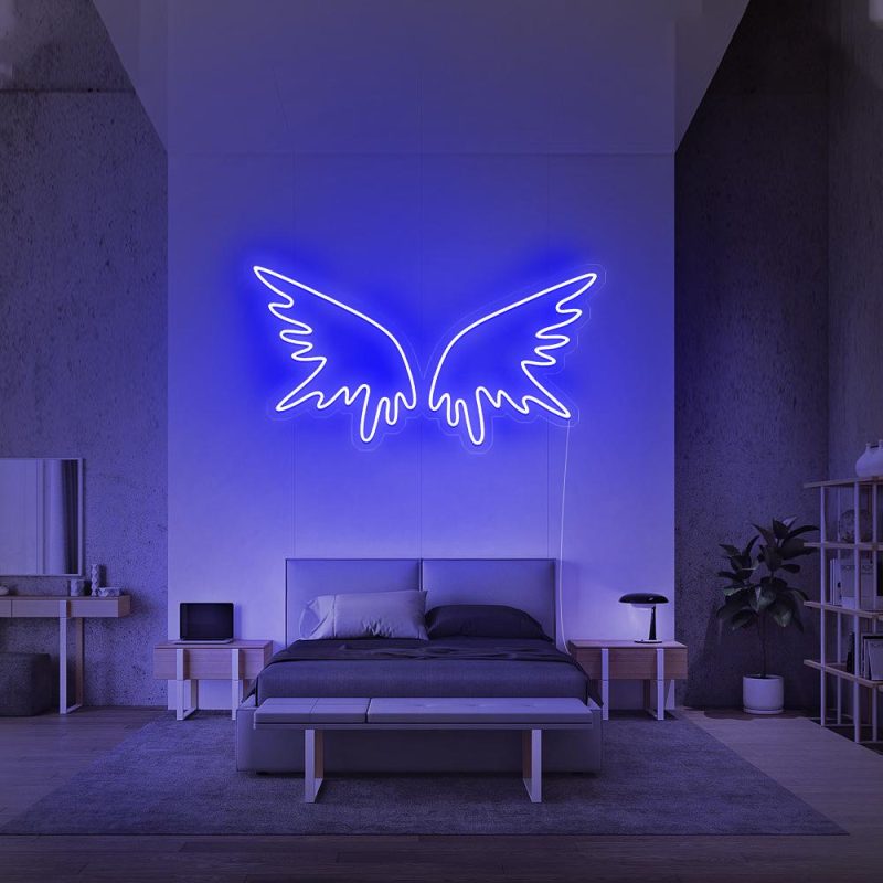 angel wing 2 blue led neon signs