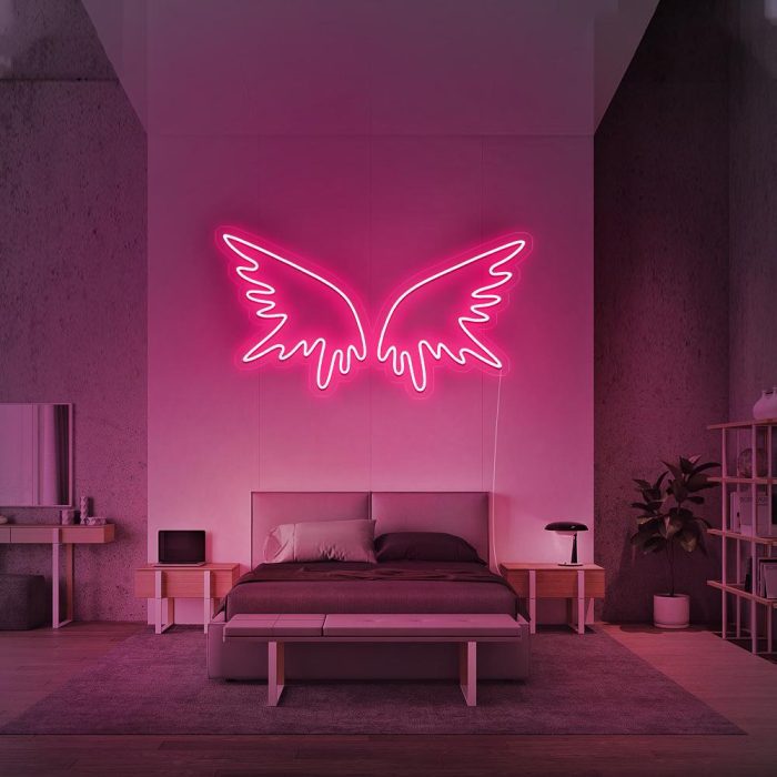 angel wing 2 pink led neon signs