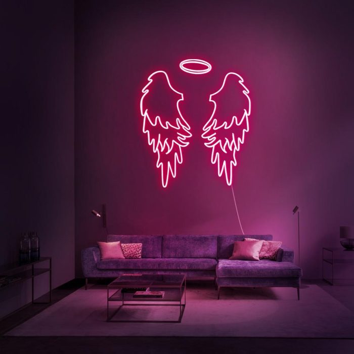 angel wing pink led neon signs