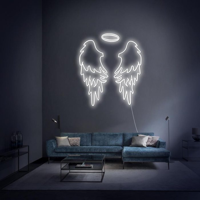 angel wing white led neon signs