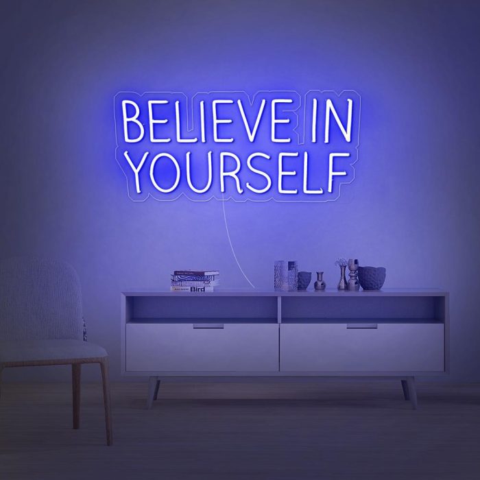 believe in yourself blue led neon signs