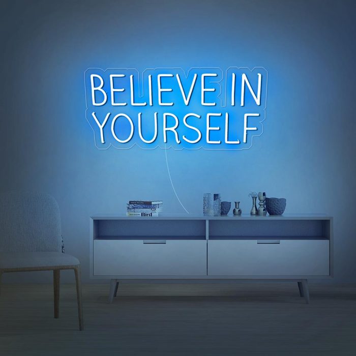 believe in yourself light blue led neon signs