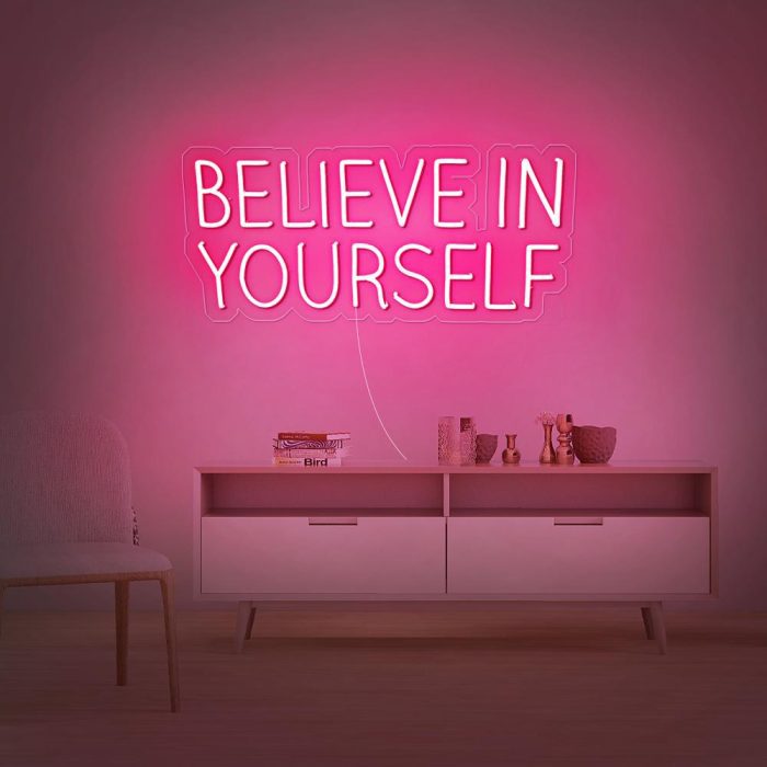 believe in yourself pink led neon signs