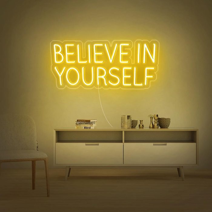 believe in yourself yellow led neon signs