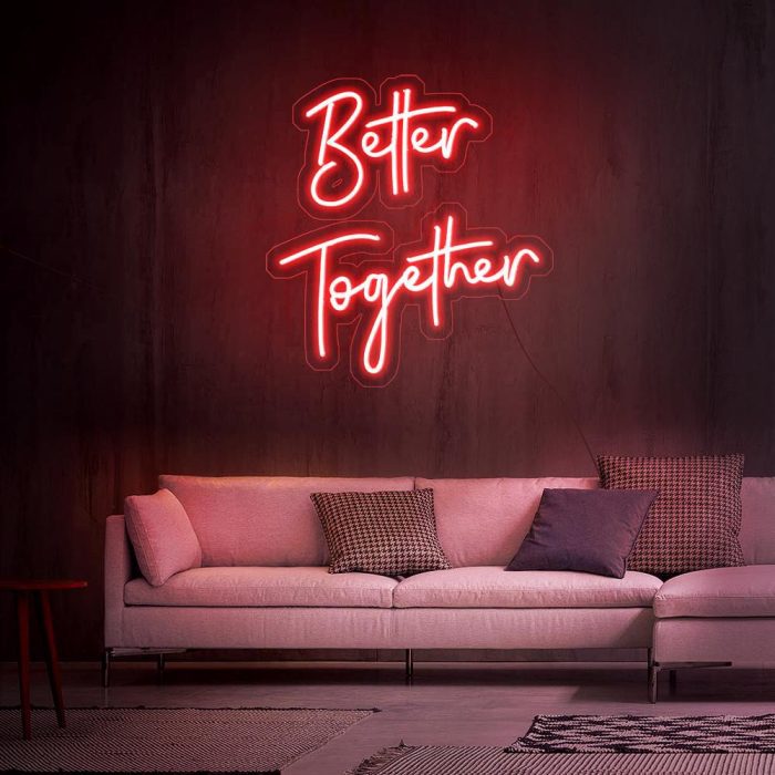 better together 2 red led neon signs