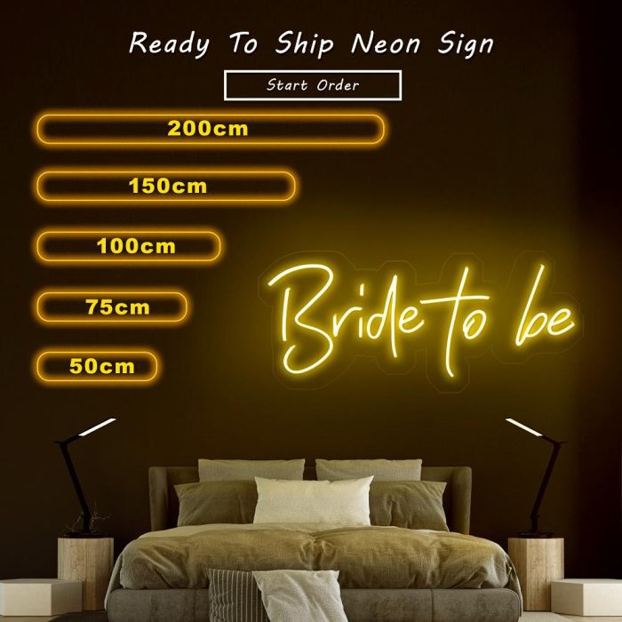 bride to be size led neon signs