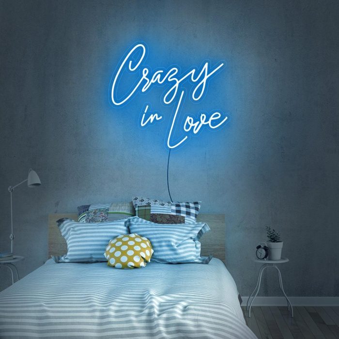 crazy in love light blue led neon signs