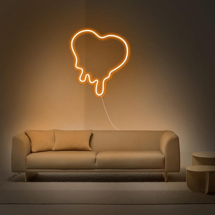 dripping heart orange led neon signs
