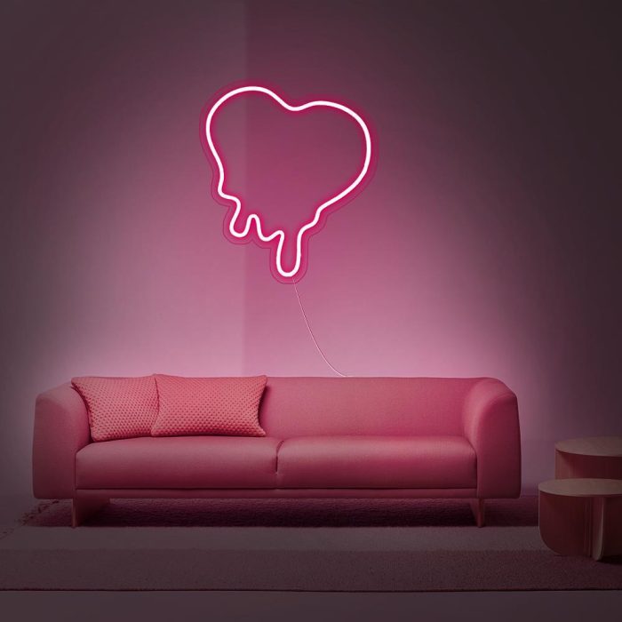dripping heart pink led neon signs
