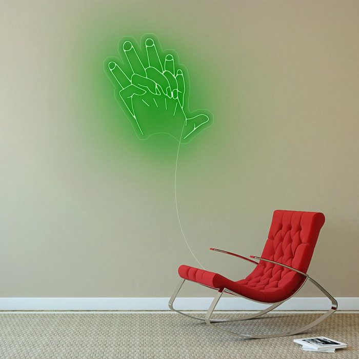 hand in hand green led neon signs