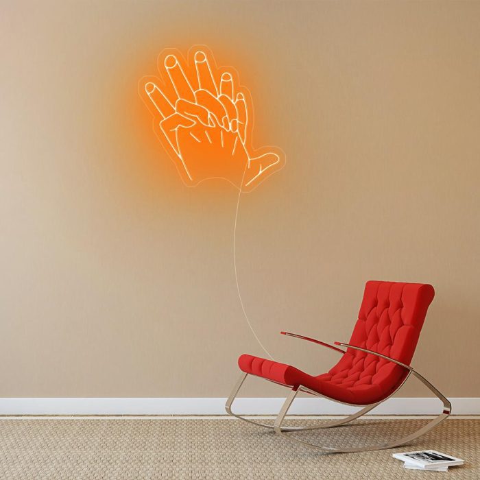 hand in hand orange led neon signs