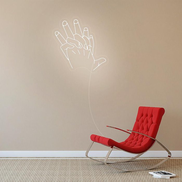 hand in hand white led neon signs