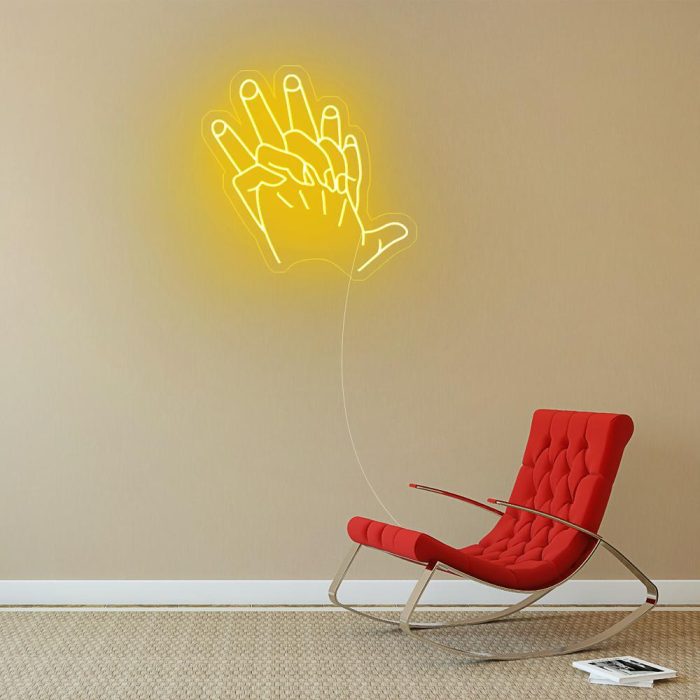 hand in hand yellow led neon signs