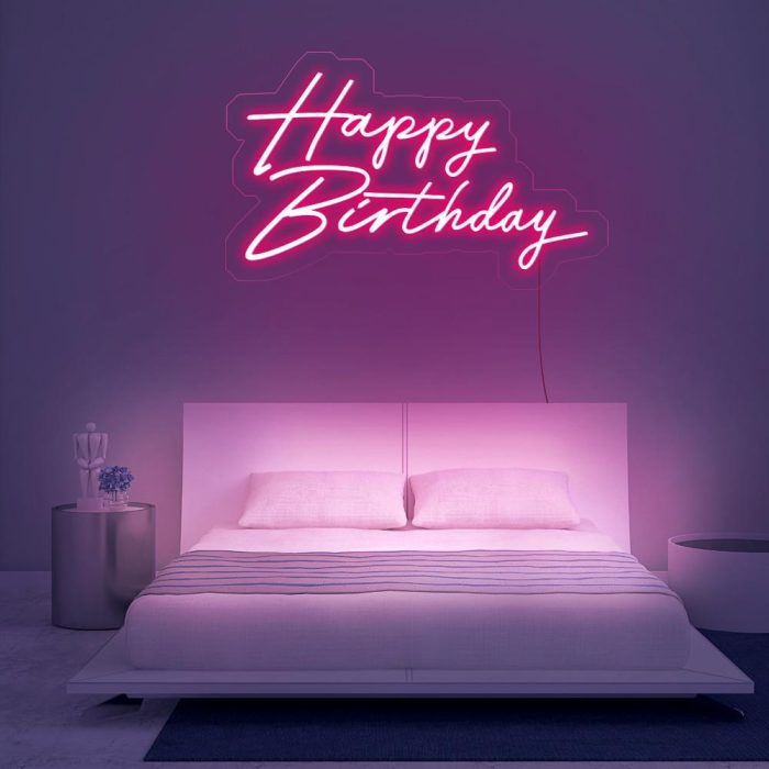 happy birthday pink led neon signs