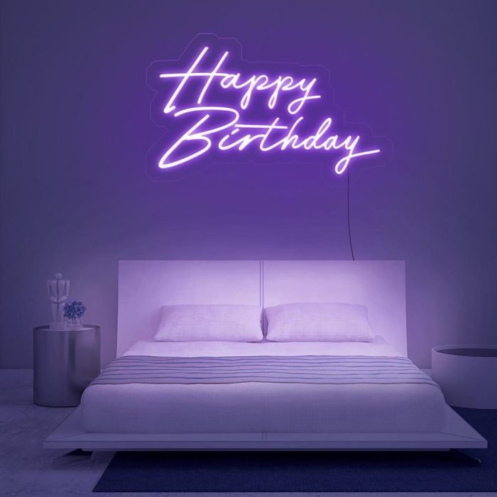 happy birthday purple led neon signs