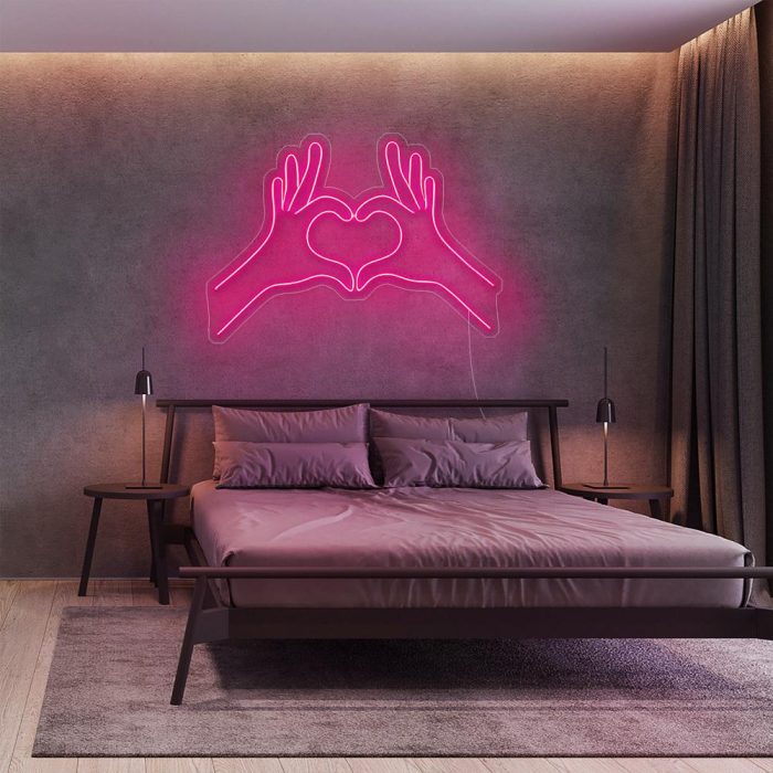 heart hand pink led neon signs
