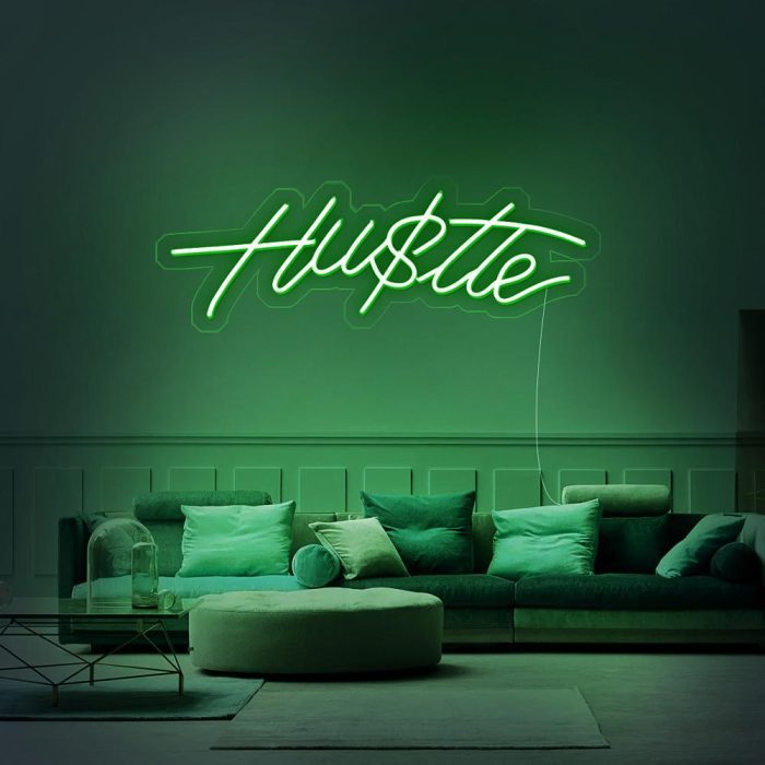 hustle green led neon signs