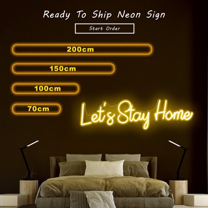 let stay home size led neon signs