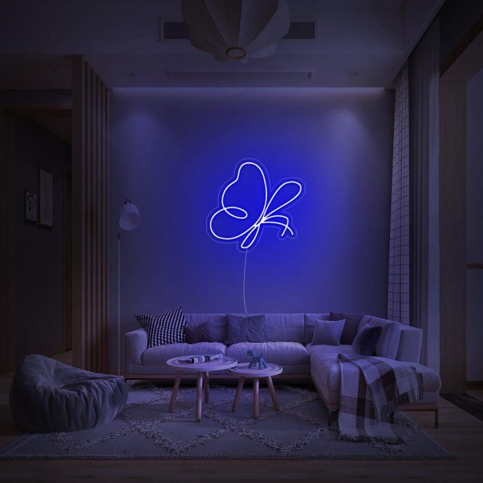 mini abstract butterfly blue led neon signs