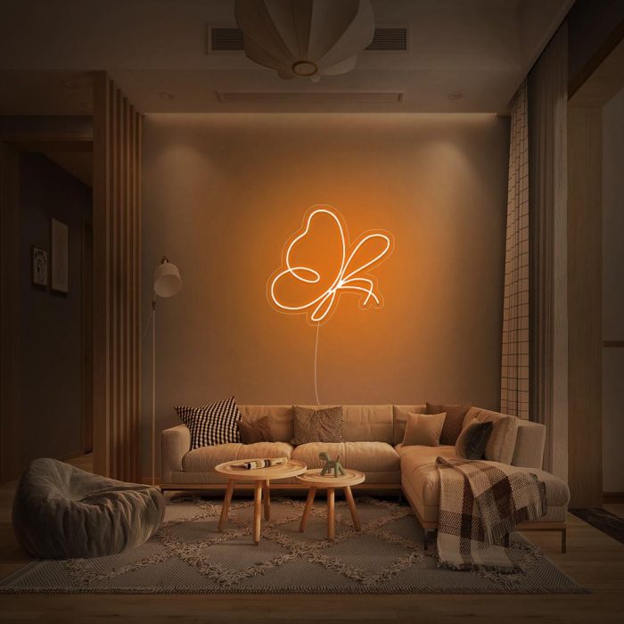 mini abstract butterfly orange led neon signs