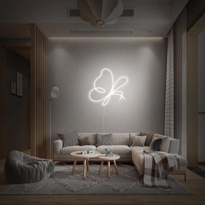 mini abstract butterfly white led neon signs