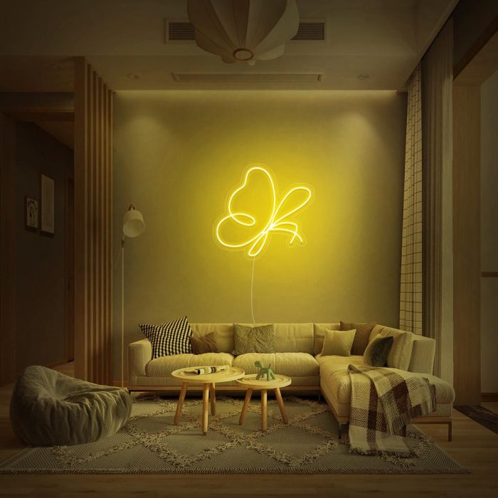 mini abstract butterfly yellow led neon signs