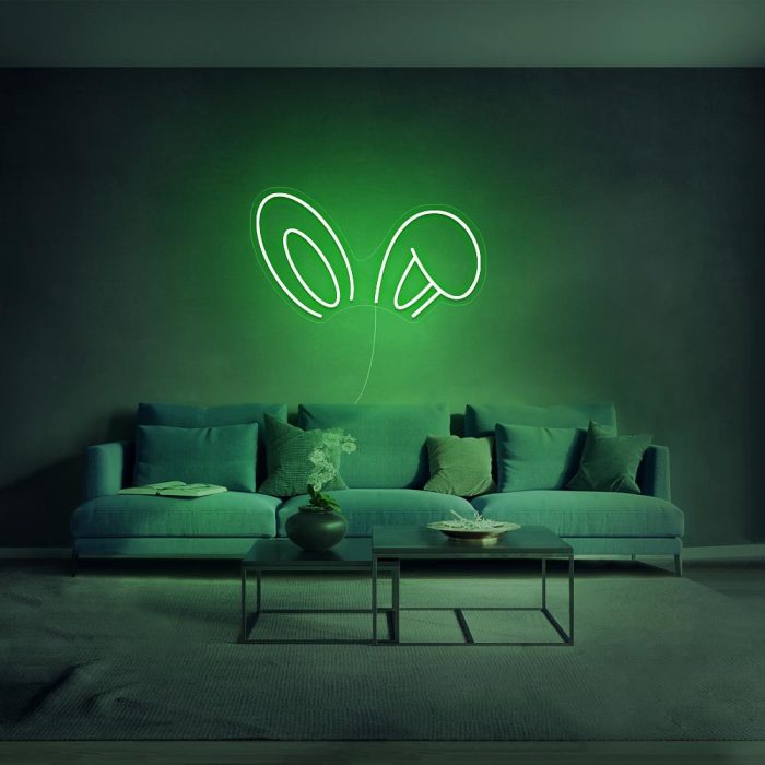mini bunny ears green led neon signs