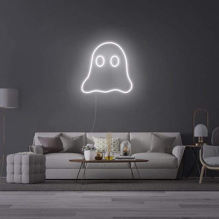 mini ghost white led neon signs
