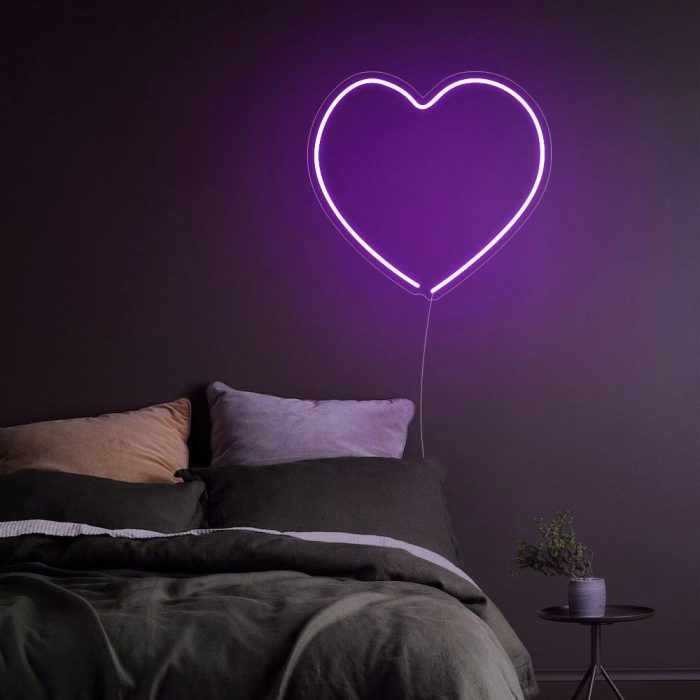 mini heart purple led neon signs