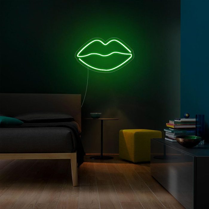 mini lips green led neon signs