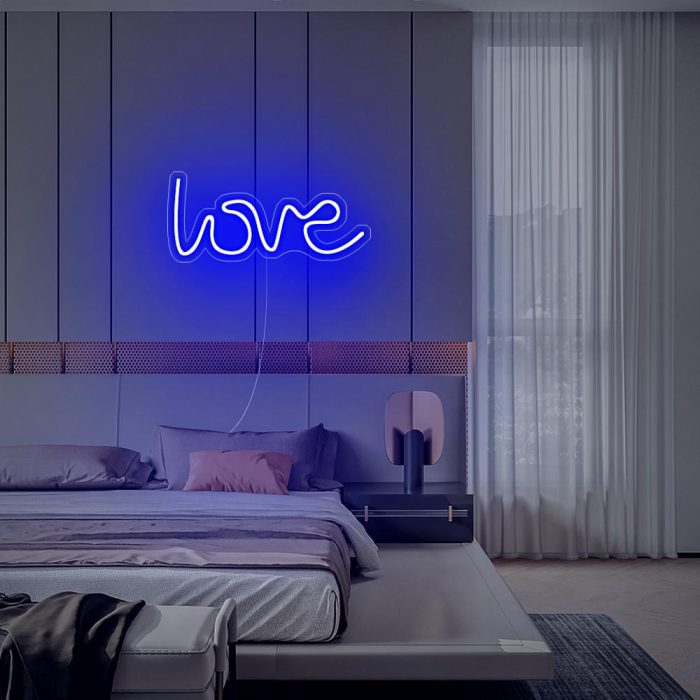 mini love blue led neon signs