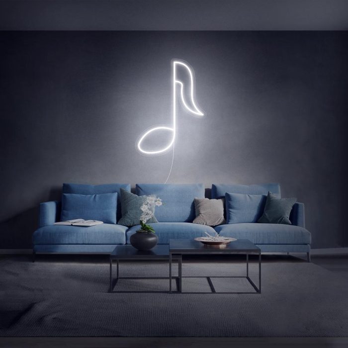 mini music note 2 white led neon signs