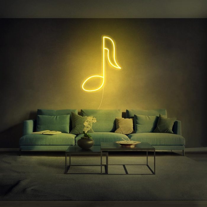 mini music note 2 yellow led neon signs