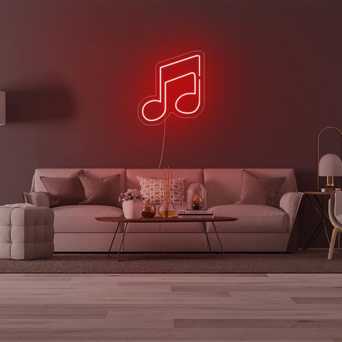 mini music note red led neon signs