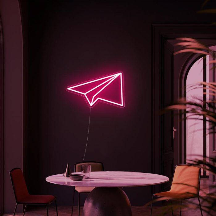 mini paper plane pink led neon signs