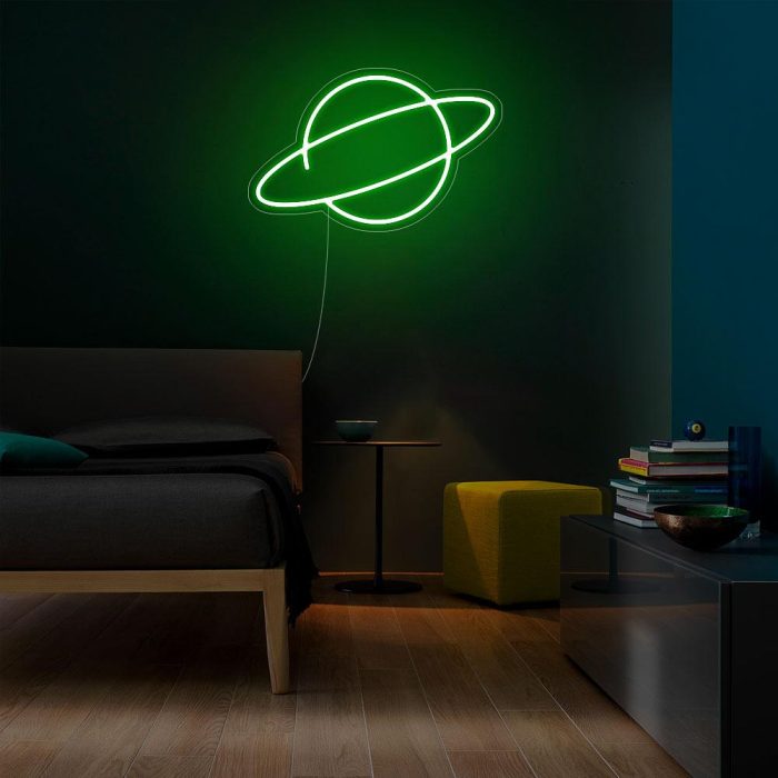 mini planet green led neon signs