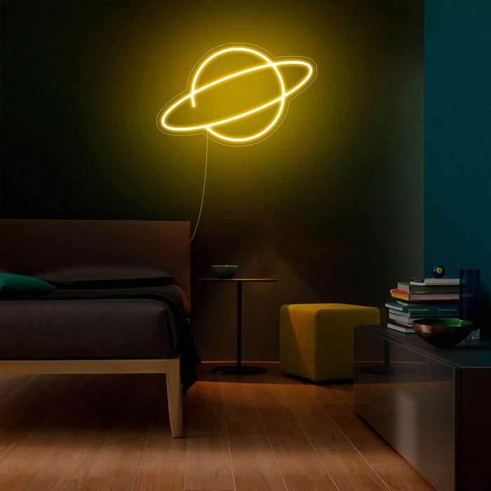 mini planet yellow led neon signs