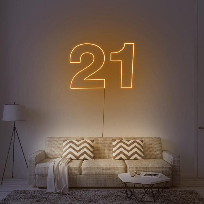 number 21 orange led neon signs