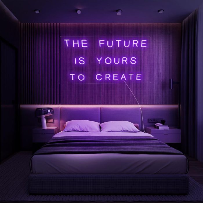 the future is yours to create purple led neon signs