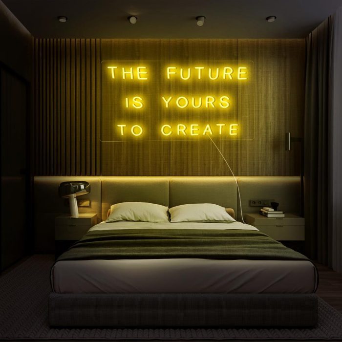 the future is yours to create yellow led neon signs