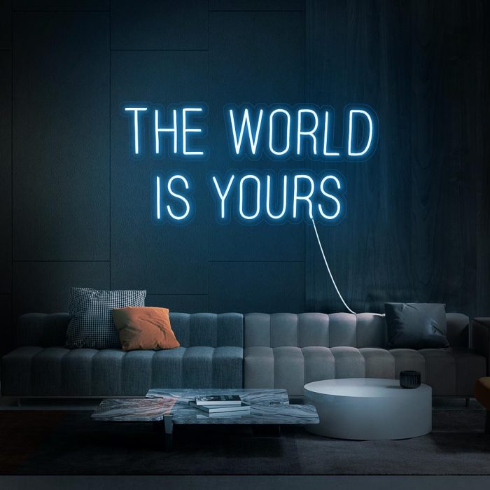 the world is yours light blue led neon signs