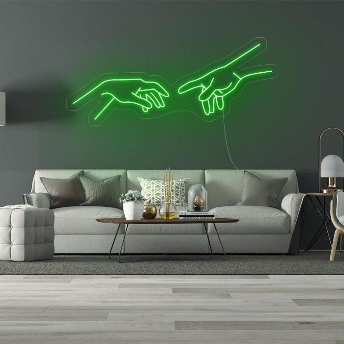 touching finger green led neon signs