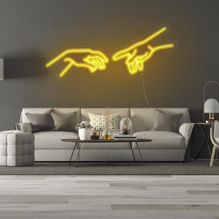 touching finger yellow led neon signs