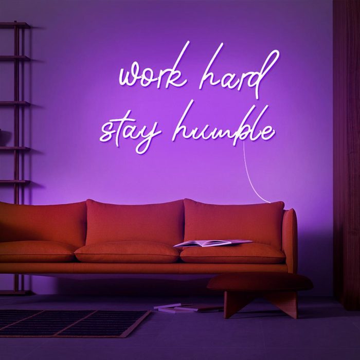 work hard stay humble purple led neon signs