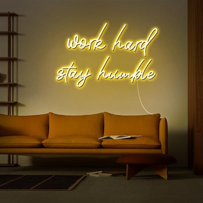 work hard stay humble yellow led neon signs