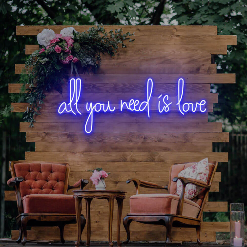 all you need is love neon sign blue