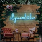 all you need is love neon sign light blue