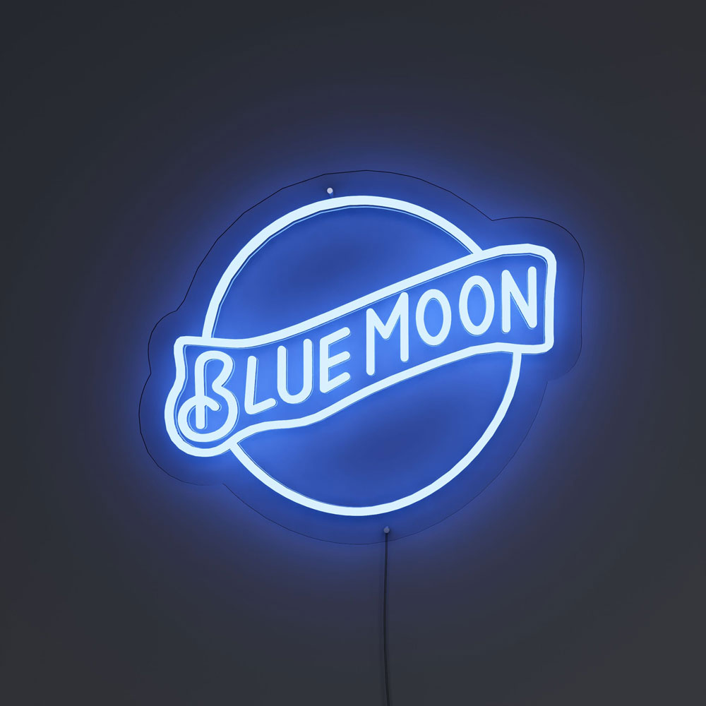 blue moon neon sign blue