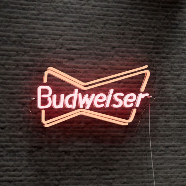 budweiser bowtie neon sign multicolored