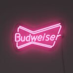 budweiser bowtie neon sign pink